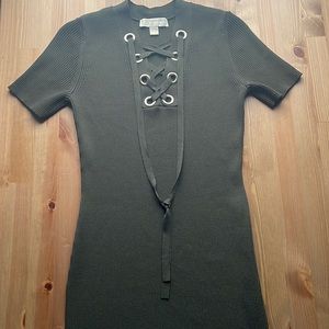 MICHAEL KORS Ribbed Olive dress